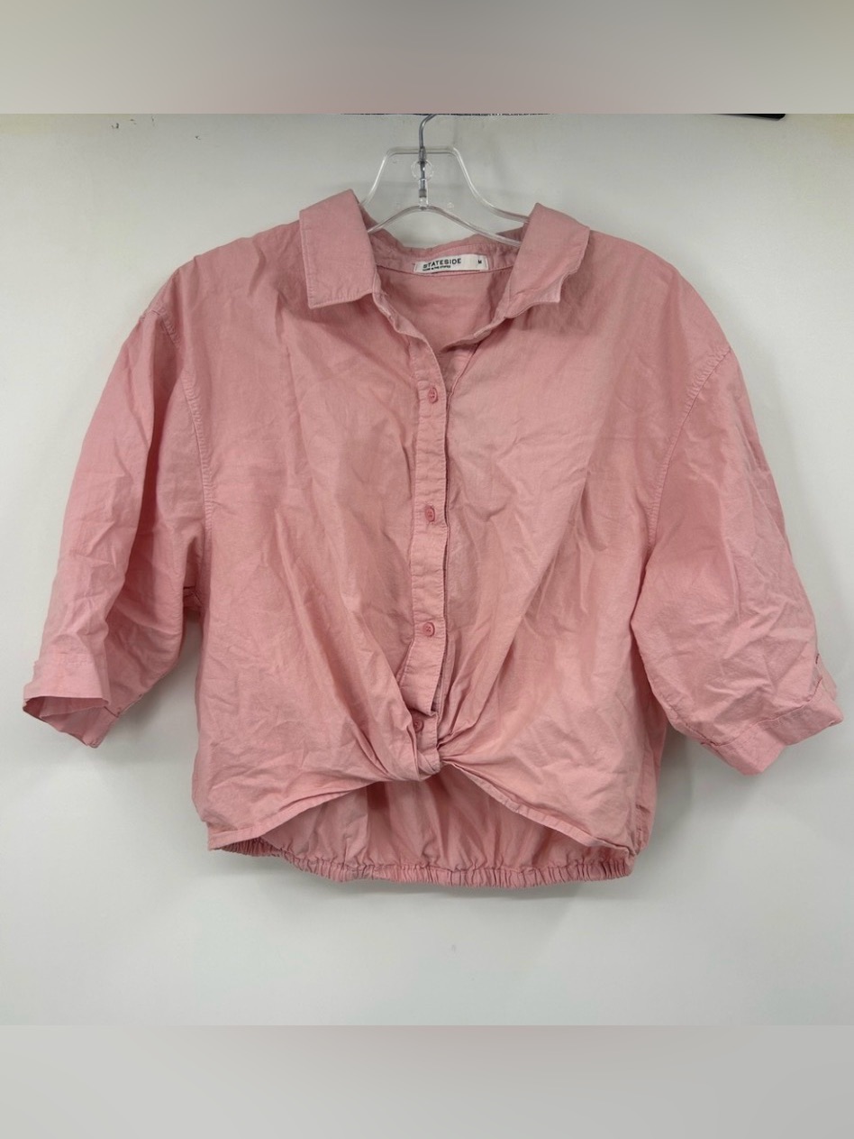 Voile Long Sleeve Front Twist Button Up Shirt Size M